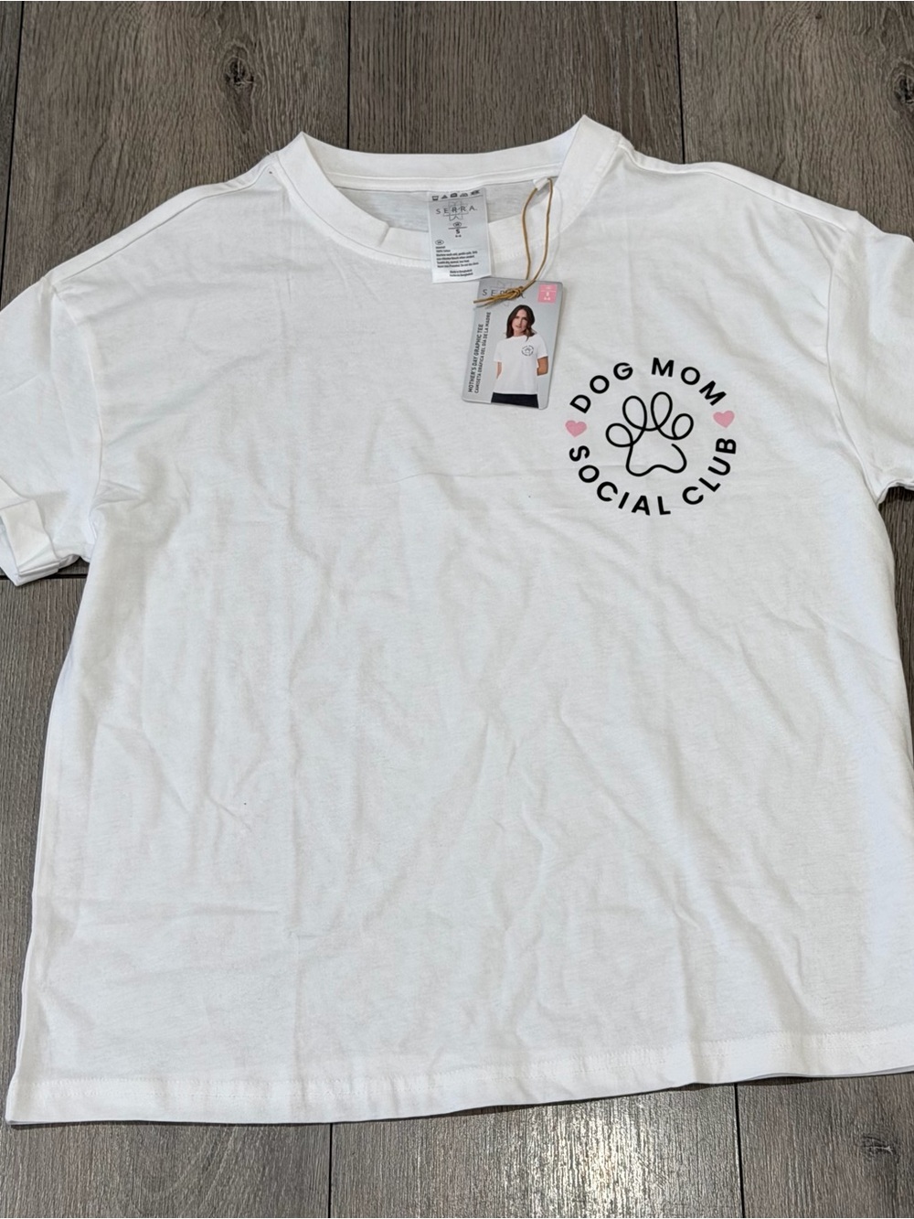 SERRA Dog Mom Social Club Graphic Tee Small White NWT
